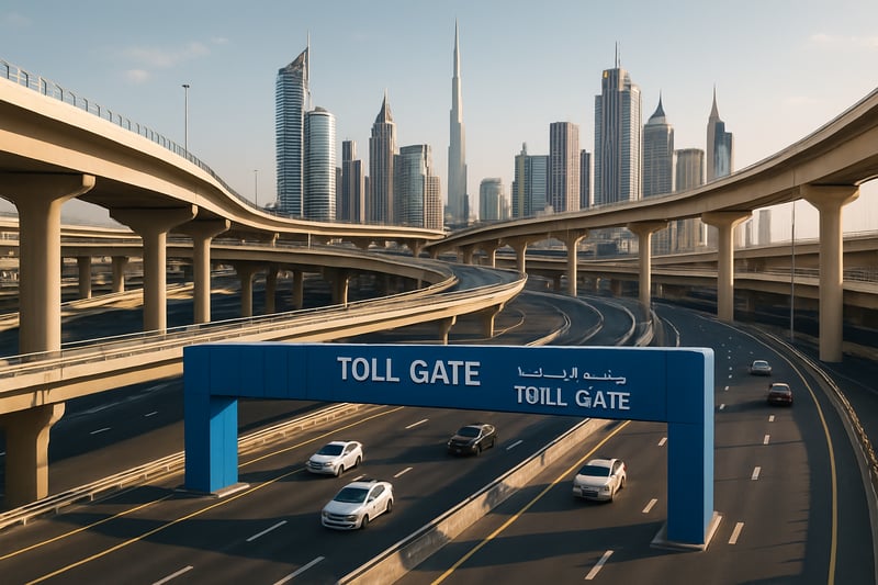 Modern toll road infrastructure in Dubai
